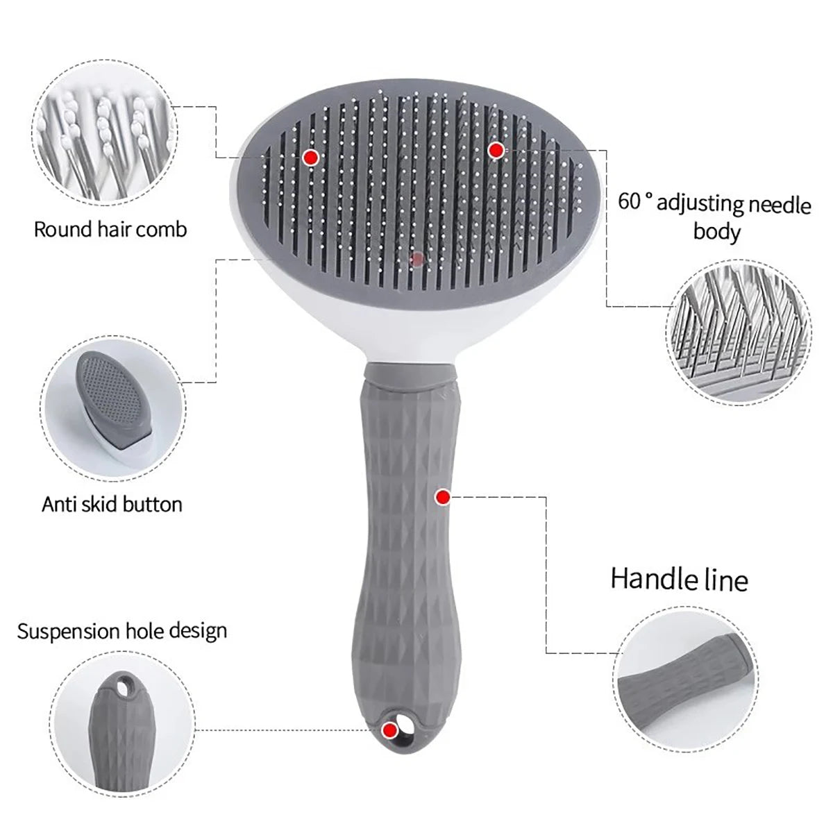 Hair Remover Brush Dog and Cat Non-Slip Beauty Brush Dog Grooming Equipment Pets Stainless Steel for Dogs Pet Hair Removal Comb