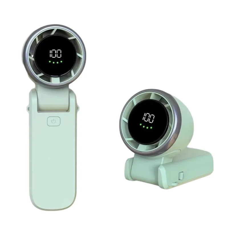 2025 New Hanging Neck Outdoor 180 Degree Folding Desktop Mini Fan Hand-Held Folding High-Speed Powerful Turbo Fan